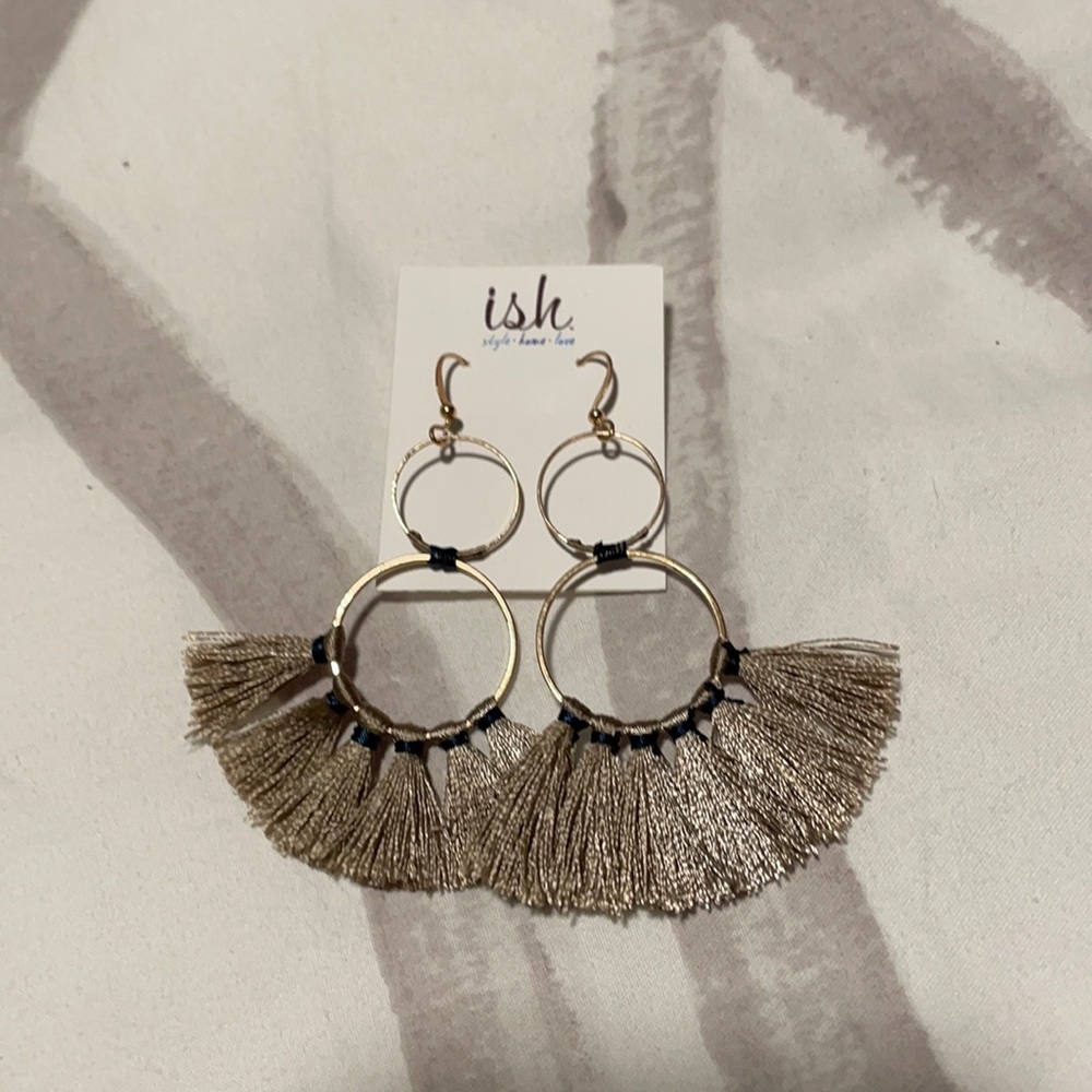 Double loop tassel earrings